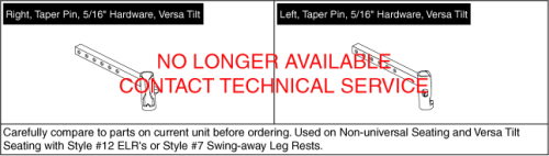 Leg Rest Hanger Assy - Elr/sa, Non-universal & Versa Tilt parts diagram