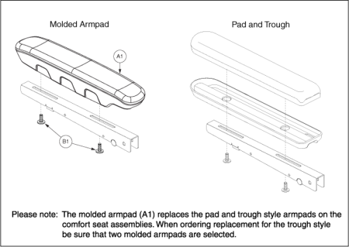 Comfort Seat Molded Armpads parts diagram