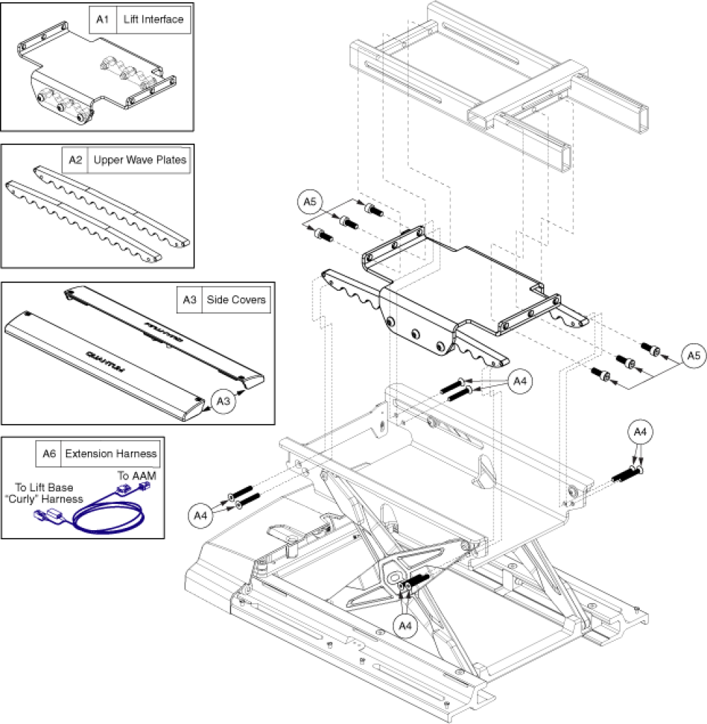 Tb3 Lift Only Seat Interface parts diagram