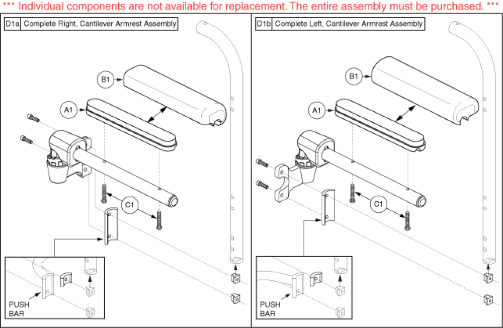 Cantilever Armrests - Synergy, Desk Length parts diagram