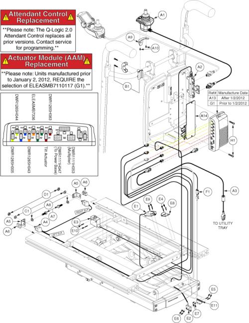 Eleasmb6105 - Lift, Tilt, Comb Legs, Js, Attendant Contr parts diagram