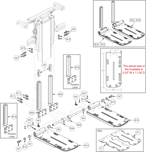 Center Mount Foot Platform - Lowers And Foot Plates parts diagram