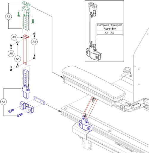 Tb3 Straight Armrest Downpost Assembly parts diagram
