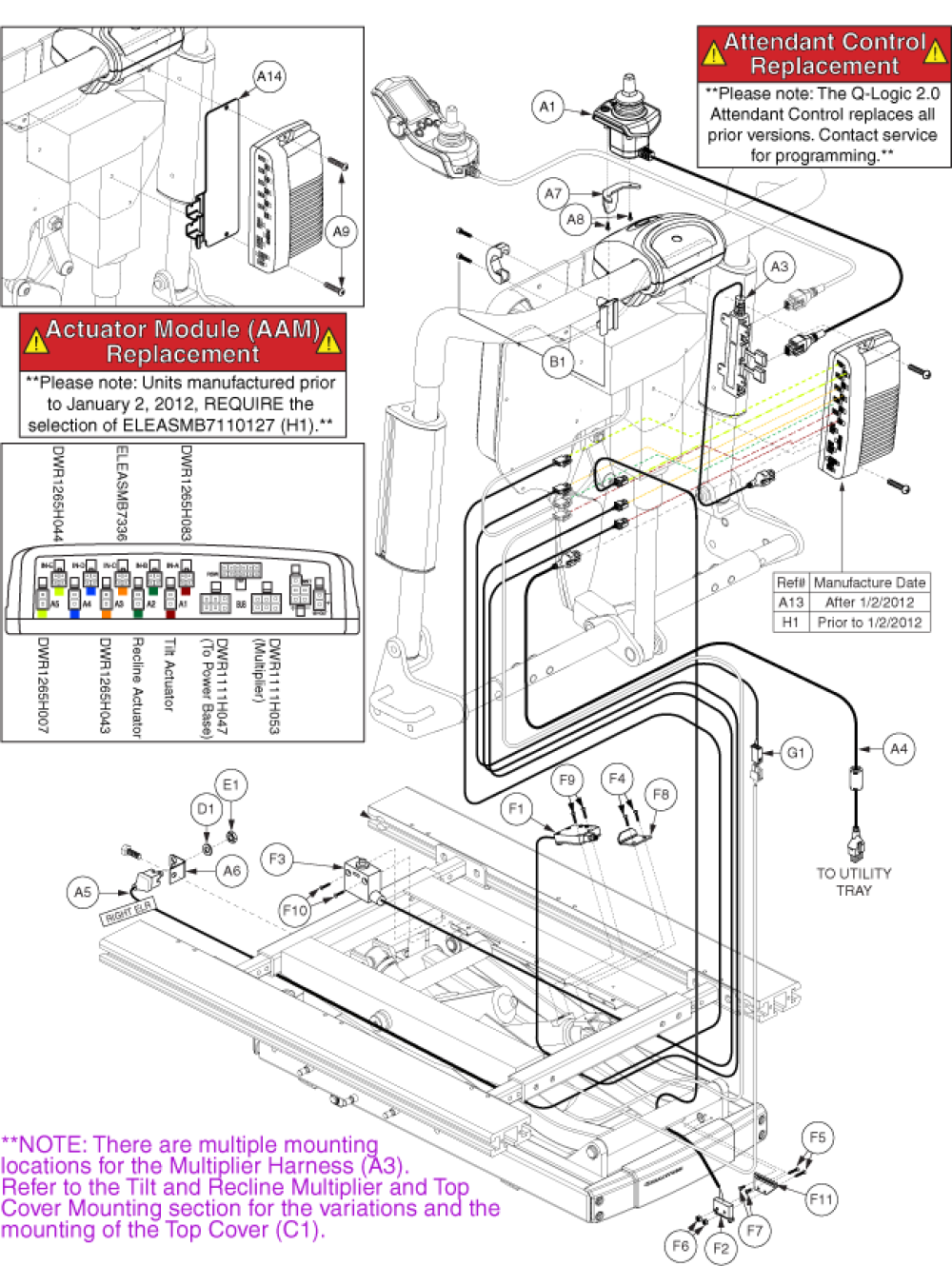 Eleasmb6099 - Lift, Tilt, Recline, Afp parts diagram