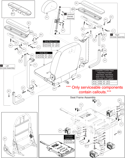 Comfort Seat - Black, Ht Adj W/ss Pan & Univ Seat Frame parts diagram