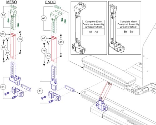 Tb3 Endo/meso Armrest Downpost Assembly parts diagram