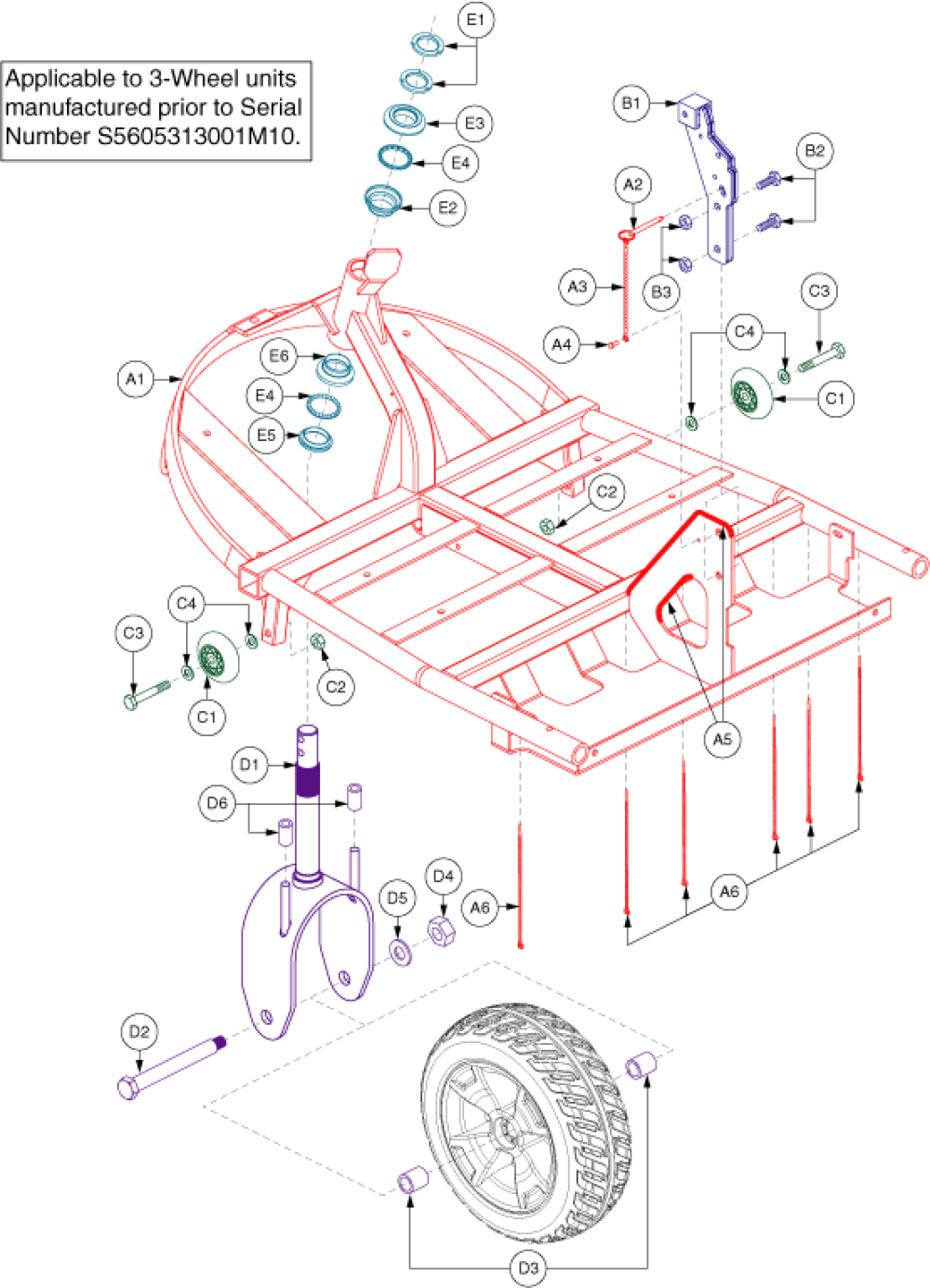Frame Assembly - Front 3-wheel parts diagram