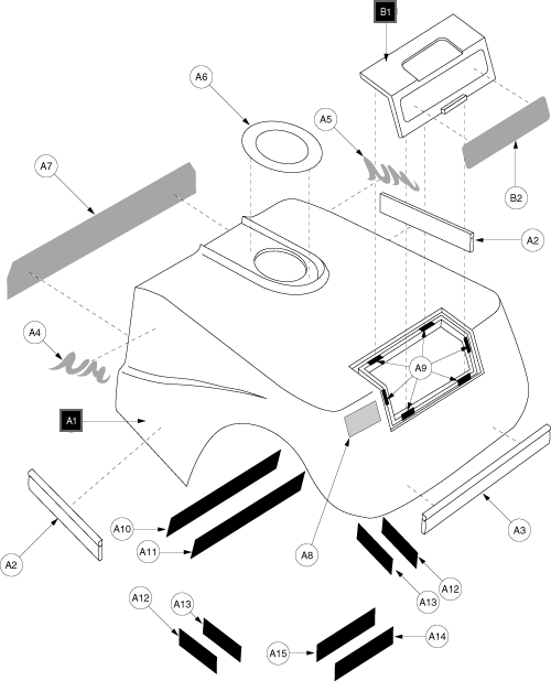 Shroud Assembly - Rear Black parts diagram