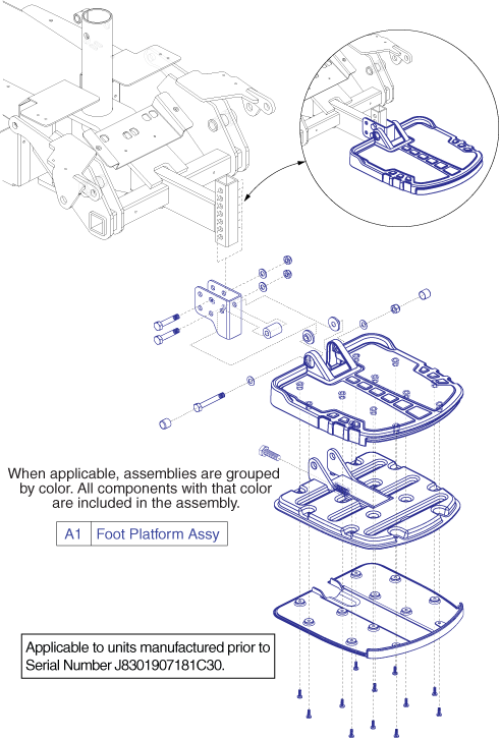 Foot Platform Assembly - Gen 1 parts diagram