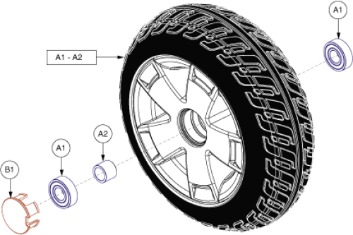 Wheel Assembly - Front 4-wheel Flat-free, Foam parts diagram
