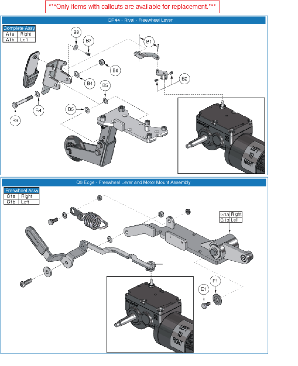 Freewheel Levers For 5/6mph Motors parts diagram