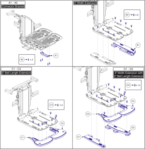 Center Mount Foot Platform - Footplate Extensions parts diagram