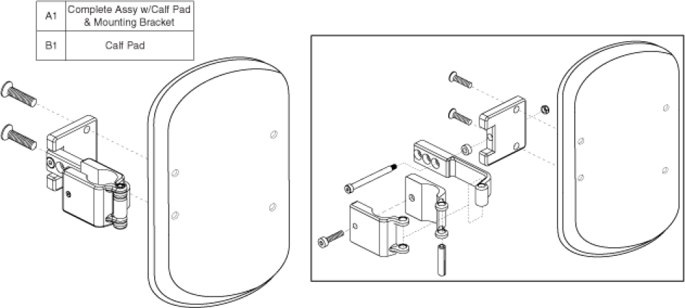 Calf Pad Assy - 3-hole Adjustment W/pad parts diagram