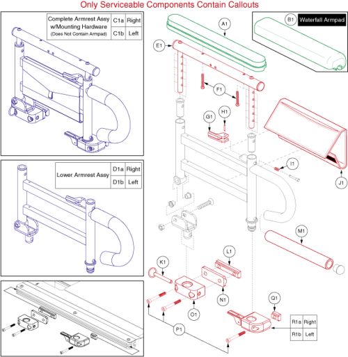 Tb3 2 Post Flip Up Armrest, Desk Length parts diagram