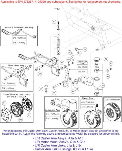 Front Caster Assy With Motor Mount & Active Trac parts diagram