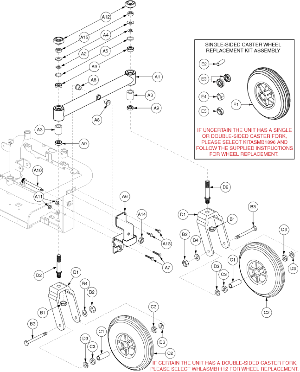 1121 Caster Beam Assembly Gen. 2 parts diagram