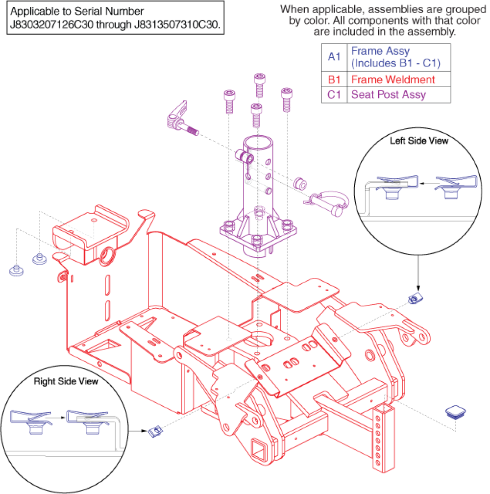 Main Frame Assembly - Gen 2, Bolt-on Seat Post parts diagram