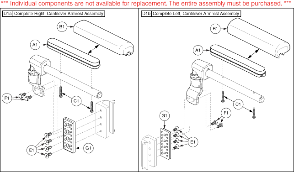 Cantilever Armrests - Tru-comfort, Desk Length parts diagram
