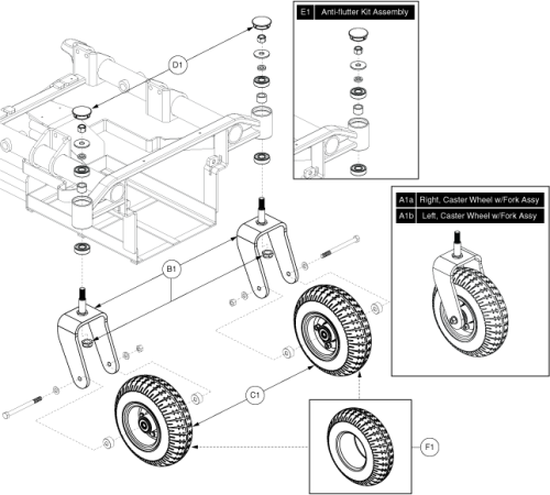 Q451 Caster Wheel Assembly parts diagram