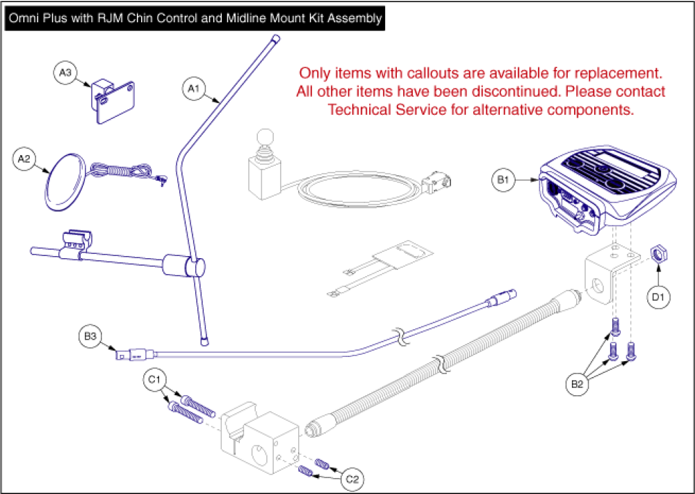 Omni Plus With Chin Control And Midline Mount parts diagram