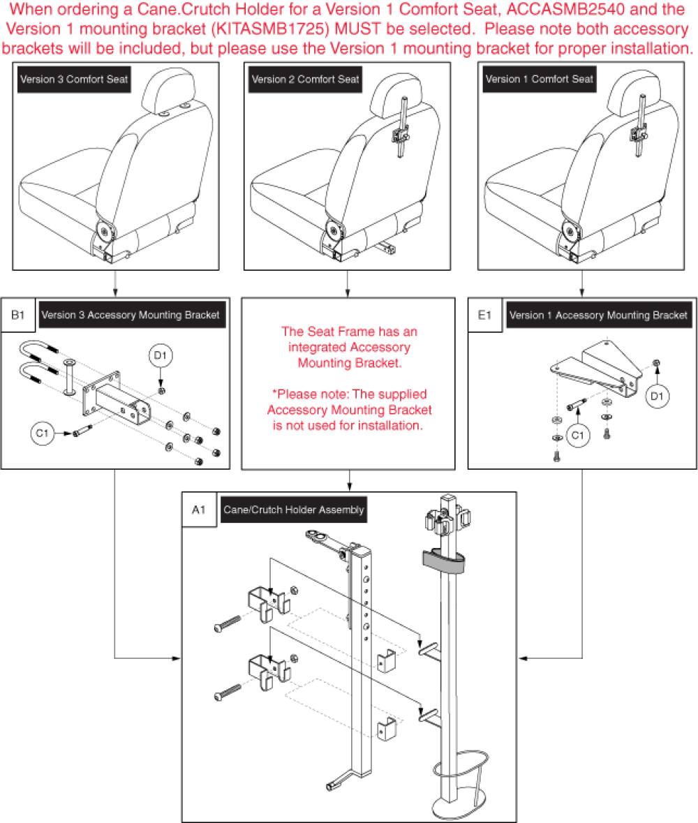 Cane/crutch Holder - Comfort Seat parts diagram