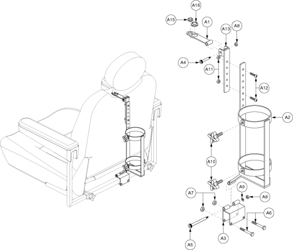 Oxygen Holder - 115 Ltd Recline Ver 2 parts diagram
