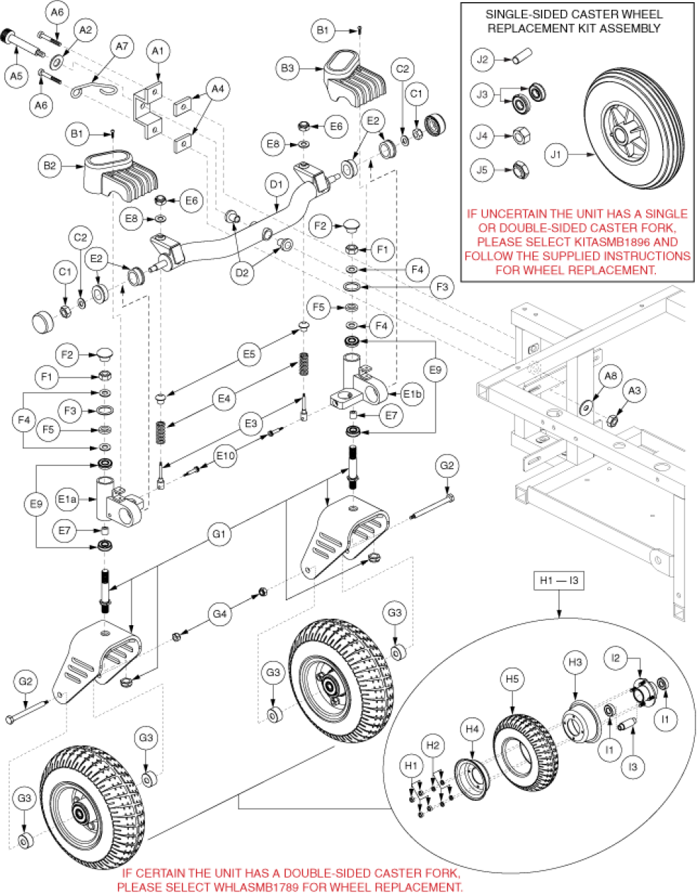 Articulating Beam Assembly - Flat-free parts diagram