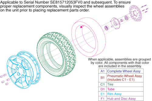 Low Profile Front Pneumatic Wheel W/disc parts diagram