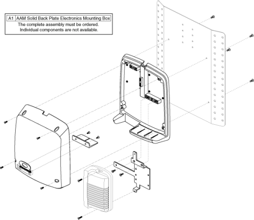 Electronics Box - Aam - Solid Back Plate/ Cane Mount parts diagram