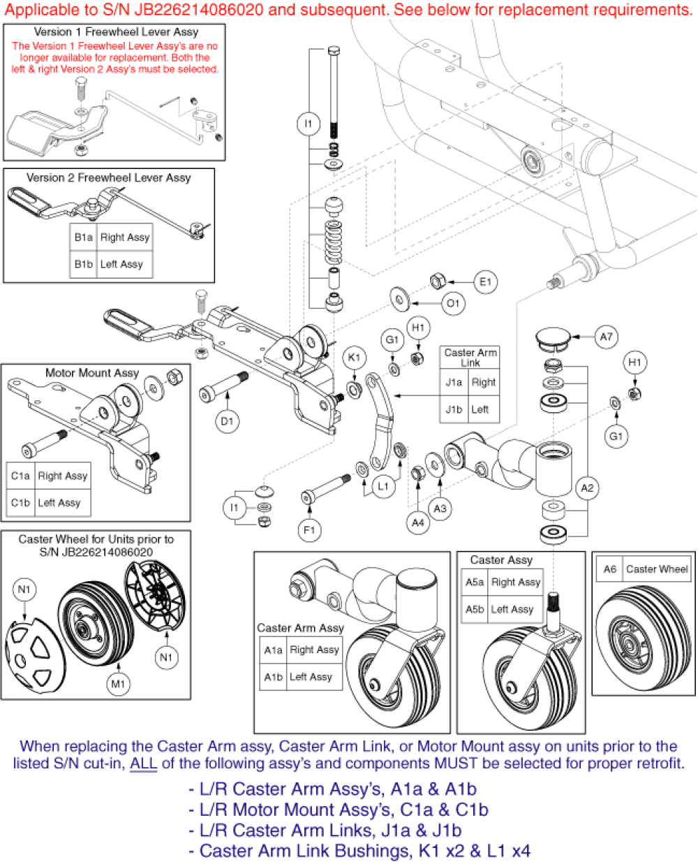 Front Caster Assy, With Motor Mount & Active Trac parts diagram