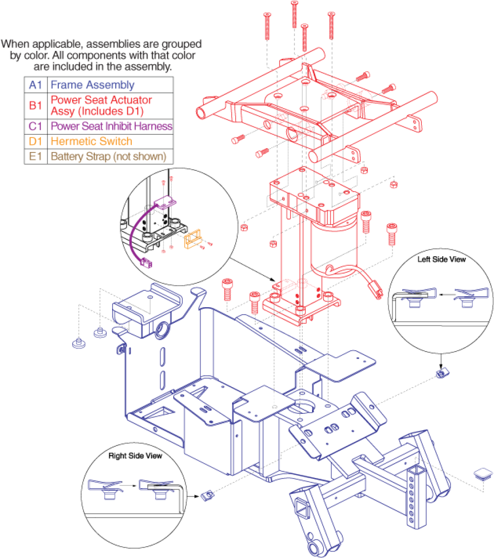 Main Frame Assembly - Rental Ready W/ Powerseat parts diagram