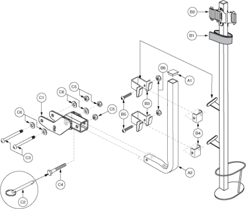 Versa Seat Cane Crutch Holder parts diagram