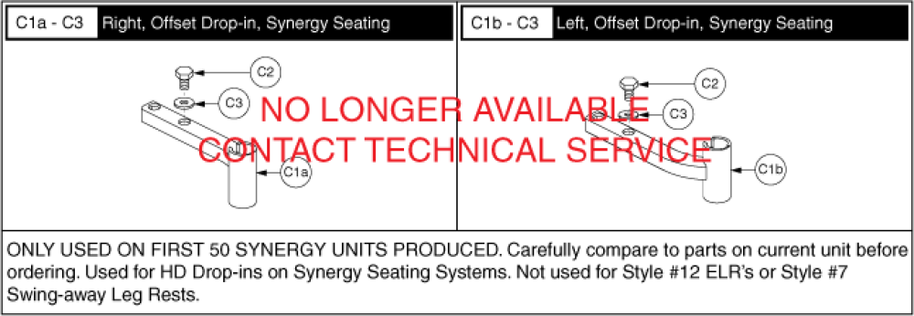 Leg Rest Hanger Assy - Drop-in, Offset, Older Synergy parts diagram
