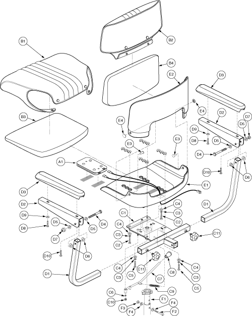 Standard Seating Assembly parts diagram