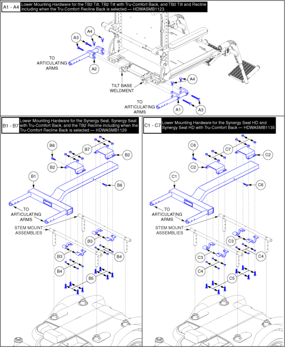 Articulating Vent Tray Lower Mounting Hardware parts diagram