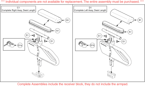 Quick Release (single Post), Desk Length Armrest parts diagram
