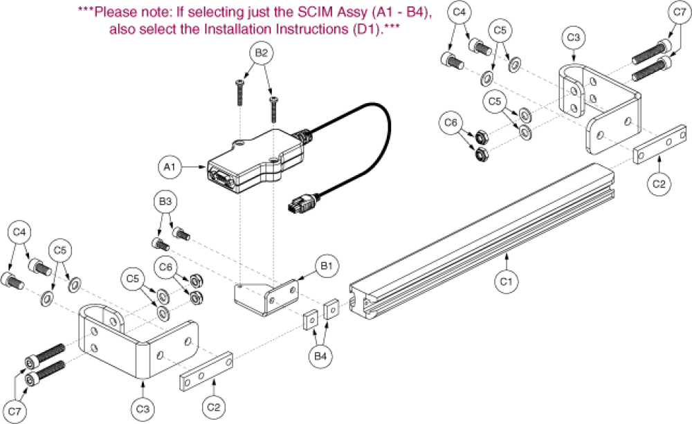 Q-logic 2 Scim Kit Assy W/tb3 Accessory Bar parts diagram