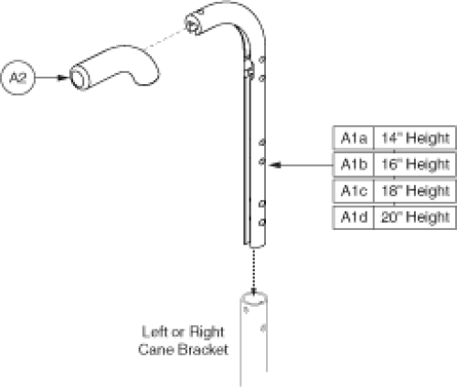Back Cane Extrusion - Ped Short Push Handles parts diagram