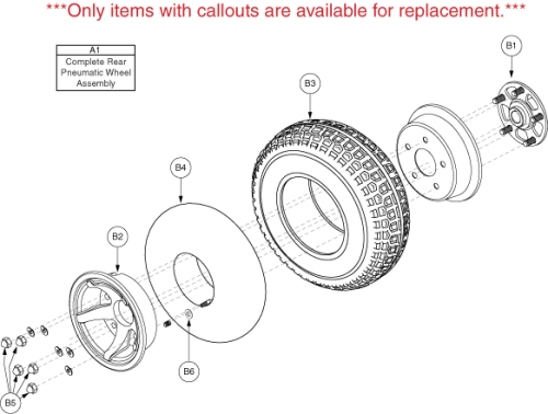 Wheel Assembly - Rear Pneumatic (no Handbrake) parts diagram