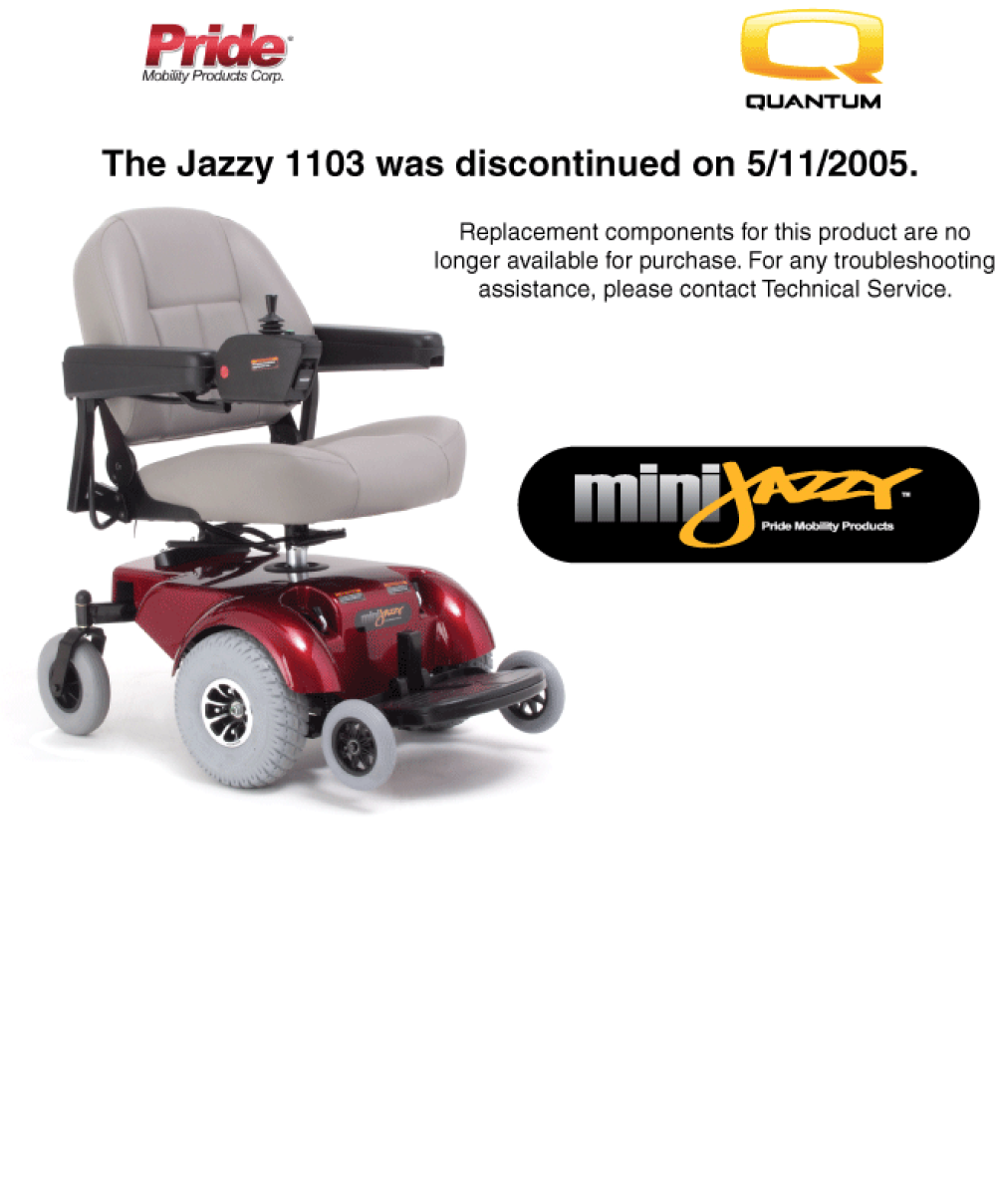 Jazzy 1103 Final Discontinuation Page parts diagram