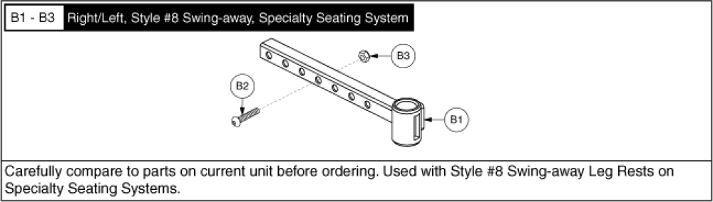 Leg Rest Hanger Assy - S/a #8, Specialty Seating parts diagram