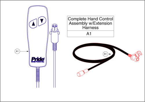 Hand Control - Limoss Two Button W/extension parts diagram