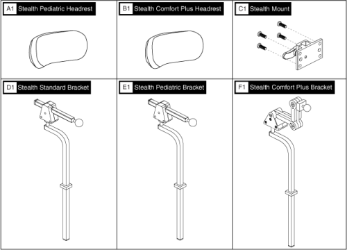 Pediatric Tilt Headrests parts diagram