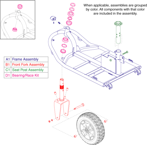 Frame Assembly - Es9 Front  3-wheel parts diagram