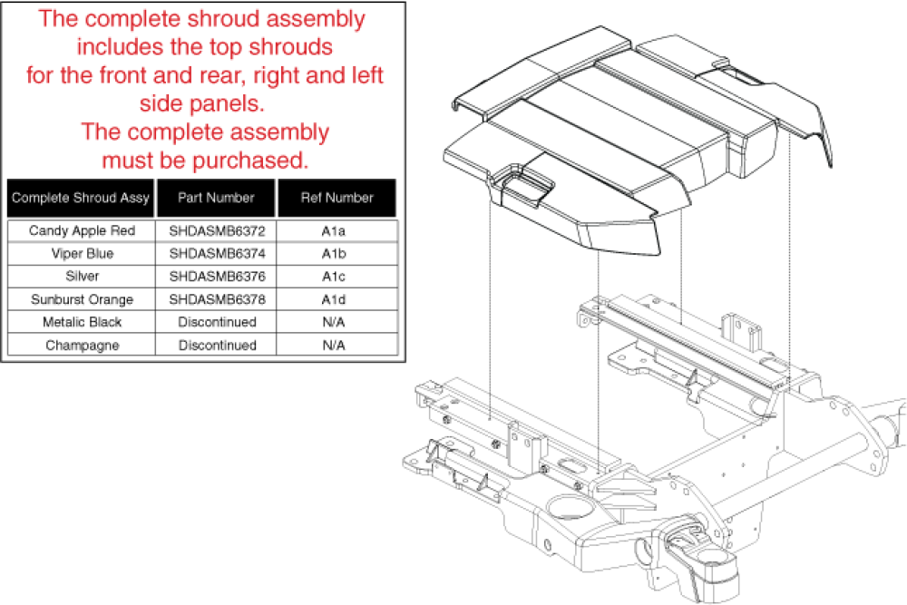 Shroud Assy - Complete Side Panels, Standard Colors parts diagram