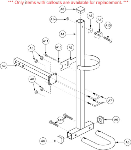 Quad Cane Holder parts diagram