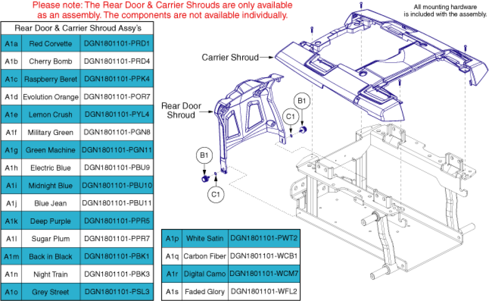 Shroud Assembly With Rear Door, Edge 3 parts diagram