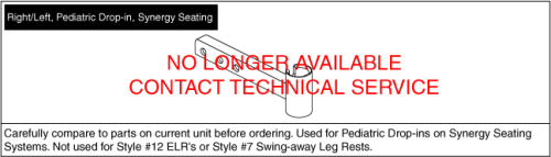 Leg Rest Hanger Assy - Pediatric, Drop-in parts diagram
