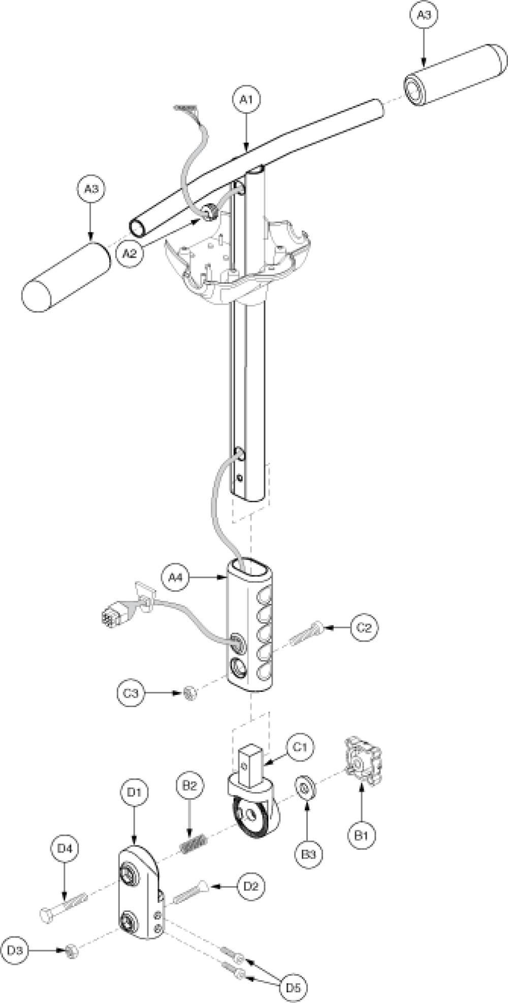 Frame Assembly - Tiller, 3-wheel parts diagram
