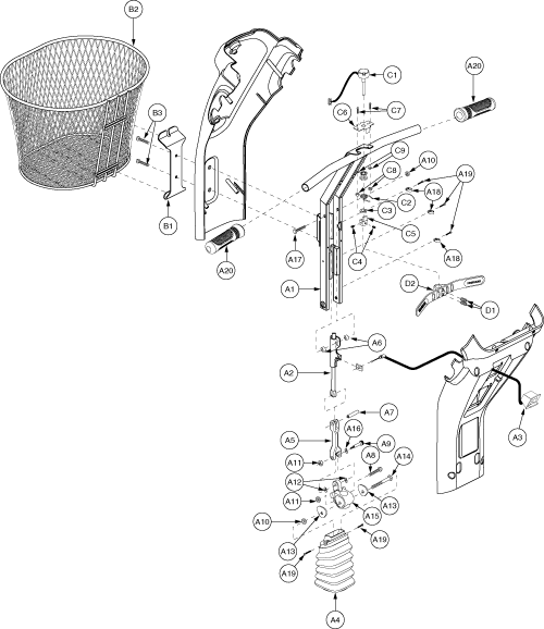 Frame Assembly - Tiller (italy) Gen. 1 parts diagram